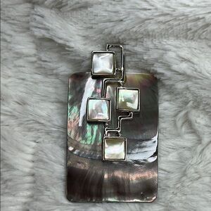 Elegant Silver and White Square Pendant